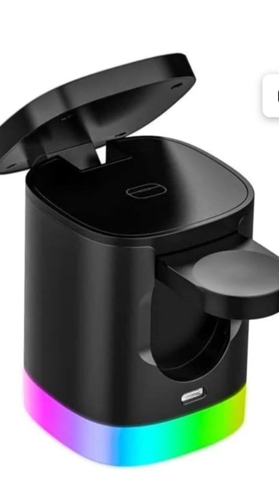 Wireless Charger with Foldable Phone Holder and RGB Light