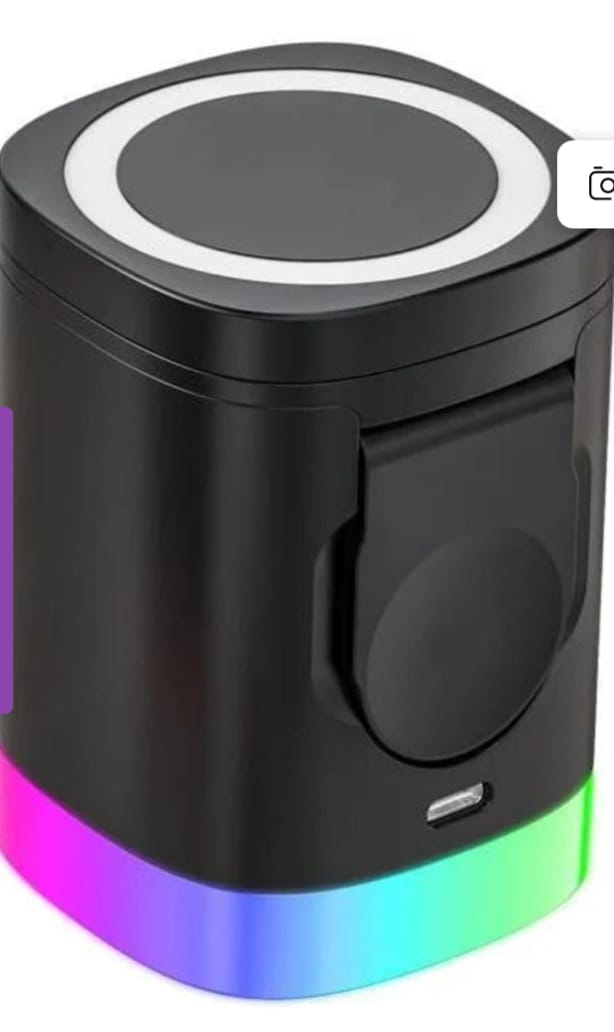 Wireless Charger with Foldable Phone Holder and RGB Light
