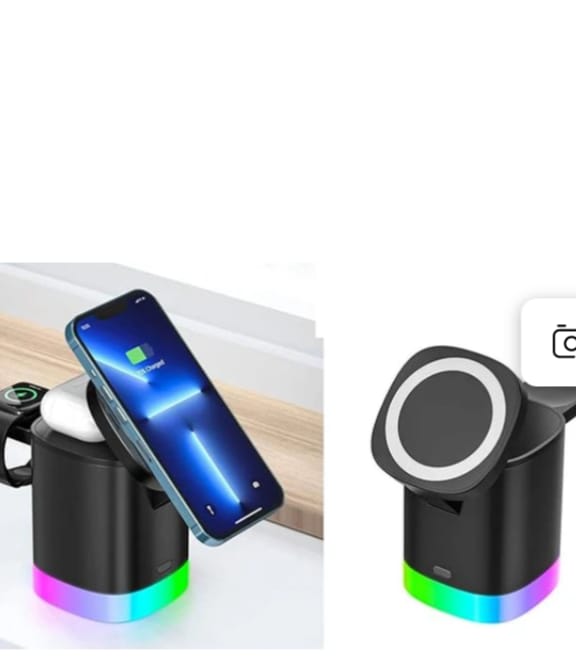 Wireless Charger with Foldable Phone Holder and RGB Light