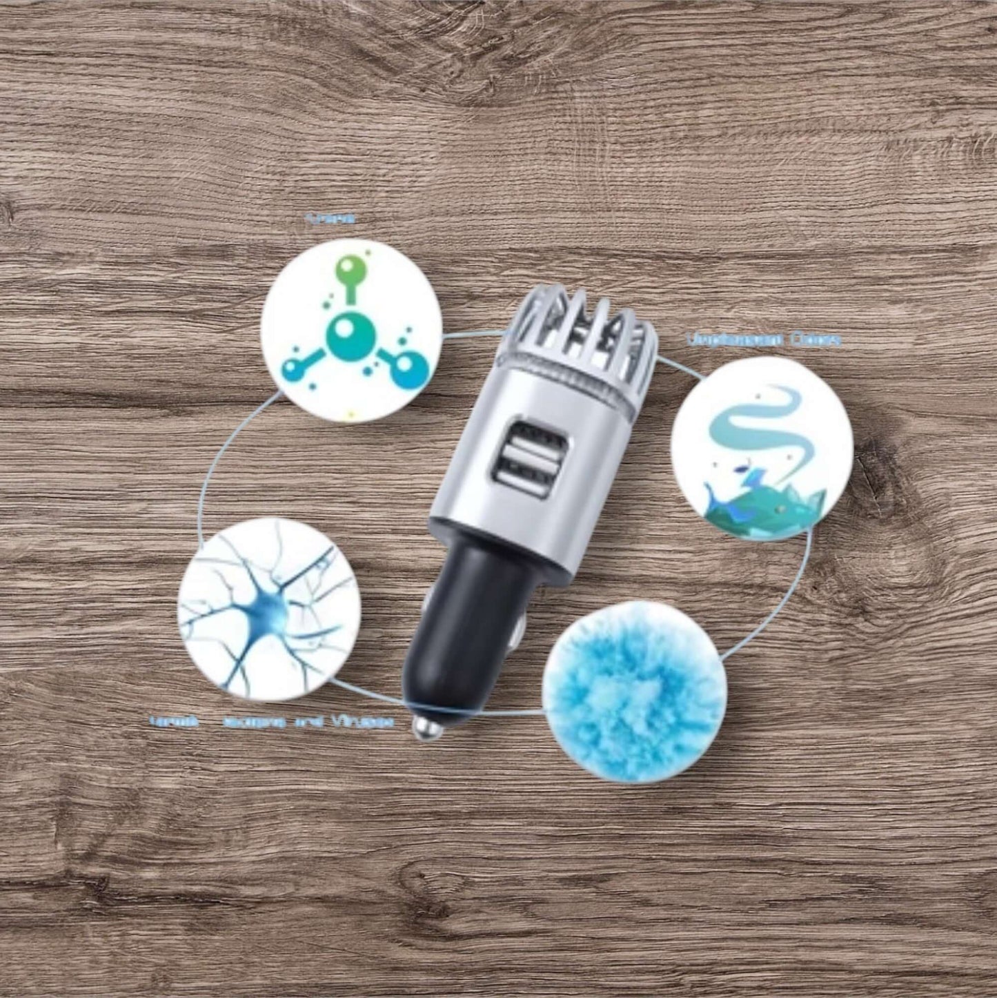 2-in-1 Car Air Purifier Charger – منقي هواء وشاحن سيارة