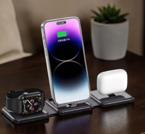 Sleek 3-in-1 Magnetic Fast Charger for Organized Desk Setup and Nightstand Use