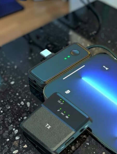 AI Noise-Cancel Wireless Microphone – ميكروفون لاسلكي احترافي شامل