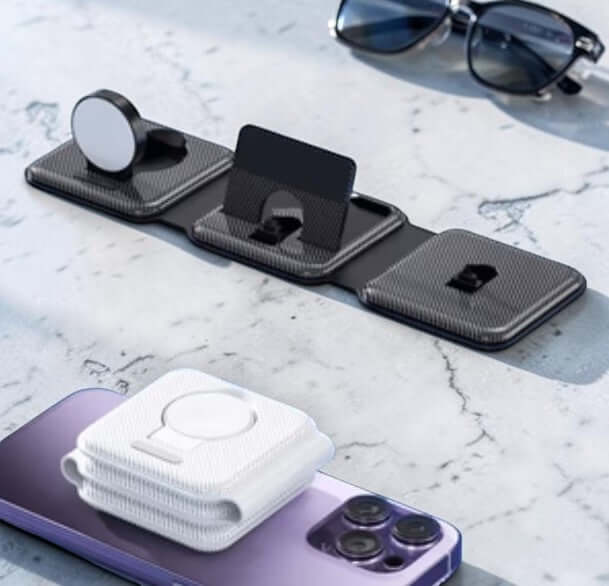 Portable 3-in-1 Magnetic Fast Charger (شاحن لاسلكي مغناطيسي) – Foldable Design for Travel
